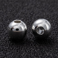 925 Sterling Silver Plated Brass Beads, Long-Lasting Plated, Round, 4mm, Hole: 1.2mm
