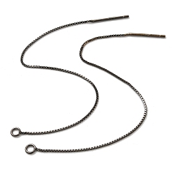 Gunmetal 925 Sterling Silver Stud Earring Findings, Box Chains Ear Threads, Gunmetal, 100x0.65mm, Hole: 1~2mm
