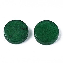 Green Natural White Jade Cabochons, Imitation Jade, Dyed, Flat Round, Green, 12x3mm