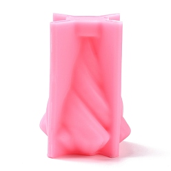 Hot Pink Twisted Cone Candle Food Grade Silicone Molds, for Scented Candle Making, Hot Pink, 124x90x84mm, Inner Diameter: 80x115mm