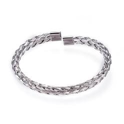 Stainless Steel Color 304 Stainless Steel Bangles, Cuff Bangles, Stainless Steel Color, 52x58mm(2 inchx2-1/4 inch)