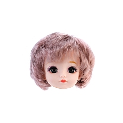 Rosy Brown Plastic Doll Head, with Short Curly Hairstyle, for Female BJD Doll Accessories Making, Rosy Brown, 40~60mm