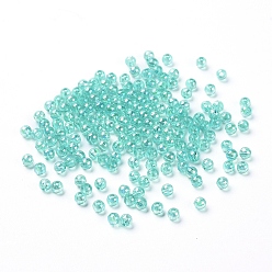 Turquoise Moyen Perles acryliques transparentes écologiques, ronde, couleur ab , turquoise moyen, 4mm, trou: environ 1.2 mm; environ 17000 pcs / 500 g.