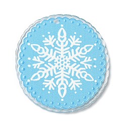 Flocon de neige Pendentifs en acrylique série de Noël, flocon de neige, 39.5x37x2.3mm, Trou: 2mm
