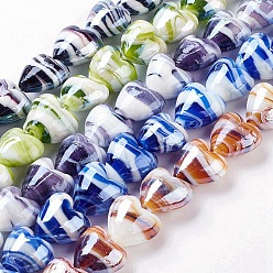Colorful Handmade Lampwork Beads, Mother's Day Jewelry Making, Heart, Colorful, 20x20mm, Hole: 2mm