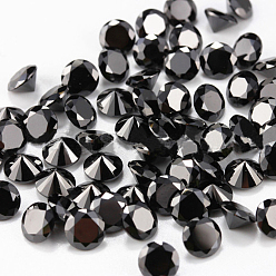 Black Diamond Shaped Cubic Zirconia Pointed Back Cabochons, Faceted, Black, 6mm