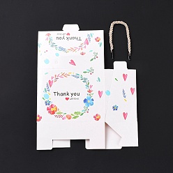 Fleur Coffrets cadeaux en papier rectangle avec corde à poignée, pour emballage cadeau, Motif floral, 14x7x10.5 cm