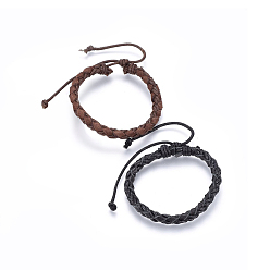 (52) Непрозрачная лаванда Плетеные браслеты шнур кожаный, с вощеной шнур, разноцветные, 2 дюйм (5 см) ~ 3-1/8 дюйм (8 см)