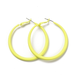 Yellow Alloy Big Hoop Earrings for Women, Spray Earrings with 925 Sterling Silver Pin, Yellow, 6 Gauge, 50x4mm, Pin: 0.6mm