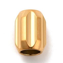 Oro Chapado de iones (ip) 304 cuentas europeas vidriadas de acero inoxidable, abalorios de grande agujero, Cuentas ranuradas, columna, dorado, 13x10 mm, agujero: 6 mm
