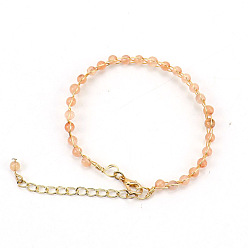Quartz Rose Bracelet réglable en perles de quartz rose naturel avec fermoir à pince de homard, bijoux enveloppés de fil de laiton pour femmes, 7-7/8~9-7/8 pouce (20~25 cm)
