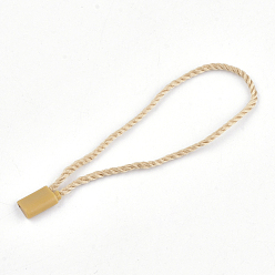 Wheat Polyester Cord with Seal Tag, Plastic Hang Tag Fasteners, Wheat, 180~185x2mm, Seal Tag: 10x7x4mm and 9x3mm, about 1000pcs/bag