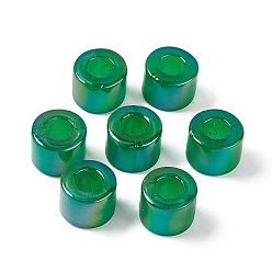 Vert Perles acryliques opaques, couleur ab , colonne, verte, 16x12.2mm, Trou: 6.7mm