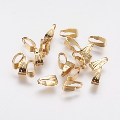 Real 18K Gold Plated Brass Snap on Bails, Long-Lasting Plated, Real 18K Gold Plated, 7x3x3mm, Hole: 2.5x7mm