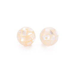Champagne Yellow Resin Beads, with Natural White Shell, Round, Champagne Yellow, 8.5mm, Hole: 1mm