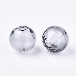 Gris Foncé Perles de verre soufflées faites à la main, ronde, gris foncé, 16x16mm, Trou: 1~2mm