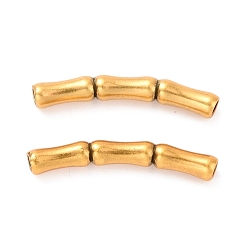 Antique Golden 925 Sterling Silver Tube Beads, Bamboop-shaped with Textured, Antique Golden, 18x4x2.5mm, Hole: 1.4mm, about 30Pcs/10g