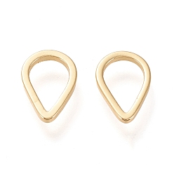 Real 20K Gold Plated Brass Linking Ring, Long-Lasting Plated, Teardrop, Real 18K Gold Plated, 10.3x7x1mm, Inner Diameter: 7.5x5mm