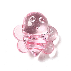 Pink Perles acryliques transparentes, abeilles, rose, 25.5x25x12.5mm, Trou: 2.5mm, environ160 pcs / 500 g