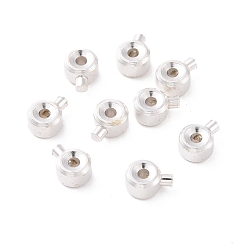 Silver 925 Sterling Silver Crimp Beads, Loose Spacer Beads, Stopper Crimp Charms, Flat Round, Silver, 4x3x2mm, Hole: 0.8mm, pin: 1mm
