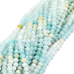 Amazonite Natural Amazonite Beads Strands, Faceted, Rondelle, 4.5~5x3~3.5mm, Hole: 0.8mm, about 106pcs/strand, 15.43''(39.2cm)