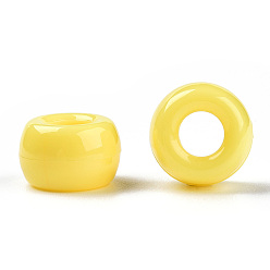 Amarillo Cuentas de plástico opaco, barril, amarillo, 9x6 mm, agujero: 3.8 mm, Sobre 1950 unidades / 500 g