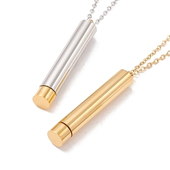 Golden & Stainless Steel Color 304 Stainless Steel Column Pendant Necklace, for Hidden Message Necklace Making, Golden & Stainless Steel Color, 18.1 inch(46cm)
