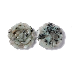 Jaspe Sésame Sésame naturel pendentifs jaspe, charmes de fleurs, 33~33.5x7mm, Trou: 1mm