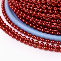 Dark Red Iron Ball Chains, Soldered, with Spool, Electrophoresis, Dark Red, 1.5mm, about 100yards/roll(91.44m/roll)