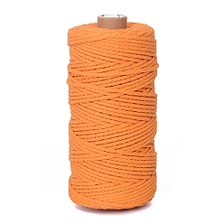 Orange 100M Round Cotton Braided Cord, for DIY Handmade Tassel Embroidery Craft, Orange, 3mm, about 109.36 Yards(100m)/Roll