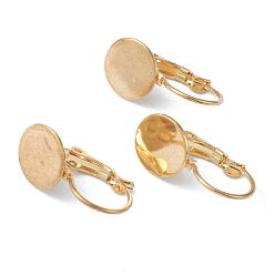 Real 18K Gold Plated 304 Stainless Steel Leverback Earring Findings, with Flat Round Setting for Cabochon, Real 18k Gold Plated, 20.5x10x11mm, Pin: 0.8mm