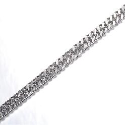 Stainless Steel Color 304 Stainless Steel Cuban Link Chains, Chunky Curb Chains, Soldered, for Jewelry Making, Stainless Steel Color, 5.3x4x0.8mm, about 32.8 Feet(10m)/card