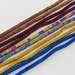 Mixed Color Non-magnetic Synthetic Hematite Beads Strands, Grade A, Cube, Mixed Color, 2x2x2mm, Hole: 1mm
