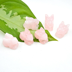 Quartz Rose Décorations d'affichage de figurines de lapin en quartz rose naturel, ornements en pierre d'énergie, 16x30x20mm