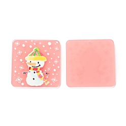 Snowman Christmas Theme 3D Printed Resin Pendants, DIY Earring Accessories, Square with Snowman Pattern, DarkSalmon, Snowman Pattern, 34.5x34.5x2.5mm, Hole: 1.6mm