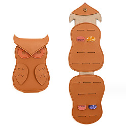 Chocolate Imitation Leather Storage Bags, with Snap Button, for Guitar Picks Storage, Owl, Chocolate, 168x109mm