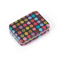 Colorful Tinplate Storage Box, Jewelry Box, for DIY Candles, Dry Storage, Spices, Tea, Candy, Party Favors, Rectangle with Dot Pattern, Colorful, 9.6x7x2.2cm