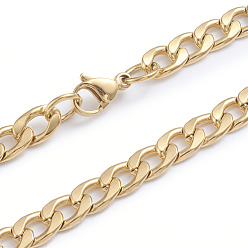 Golden Men's 304 Stainless Steel Cuban Link Chain Necklaces, with Lobster Claw Clasps, Golden, 35.43 inch(90cm)