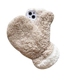 Dentelle Vieille Gants chauds en peluche étui de téléphone portable pour femmes filles, housses de protection d'hiver en plastique pour iphone13, vieille dentelle, 14.67x7.15x0.765 cm