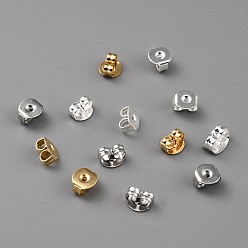 Mixed Color Brass Friction Ear Nuts, Ear Locking Earring Backs for Post Stud Earrings, Mixed Color, 5x5x3mm,Hole:1mm