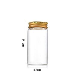 Золотой Колонна стеклянная винтовая верхняя трубка для хранения шариков, прозрачные стеклянные бутылки с алюминиевыми губками, золотые, 4.7x9 см, емкость: 120 мл (4.06 жидких унций)