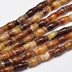 Banded Agate Column Natural Striped Agate/Banded Agate Bead Strands, Dyed, 15x8mm, Hole: 1.2mm, about 25pcs/strand, 14.9 inch