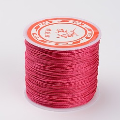 Deep Pink Round Waxed Polyester Cords, Deep Pink, 0.45mm, about 174.97 yards(160m)/roll