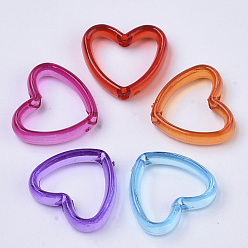 Mixed Color Transparent Acrylic Bead Frames, Dyed, Heart, Mixed Color, 15x16.5x4mm, Hole: 1.6mm, about 1500pcs/500g