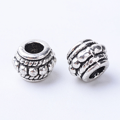 Antique Silver Tibetan Style Alloy Beads, Rondelle, Cadmium Free & Lead Free, Antique Silver, 8x6.5mm, Hole: 3~3.5mm, about 950pcs/1000g