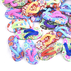 Mixed Color Handmade Polymer Clay Cabochons, Slipper, Mixed Color, 26~28x12~13x8~9mm