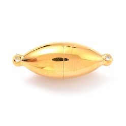 Real 18K Gold Plated Ion Plating(IP) 304 Stainless Steel Magnetic Clasps with Loops, Oval, Real 18K Gold Plated, 23.5x9mm, Hole: 1.2mm