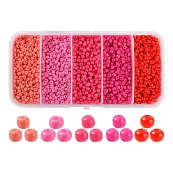 Pink 1900Pcs 5 Colors Baking Paint Glass Seed Beads, 8/0, Mixed Color, 3~3.5mm, Hole: 1~1.2mm, 18g, about 380pcs/color