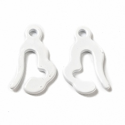 White Spray Painted 201 Stainless Steel Charms, White, 13x8x1mm, Hole: 1.2mm