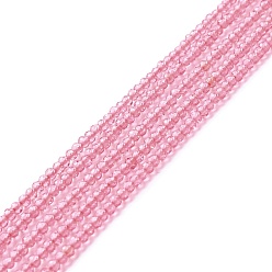 Pink Transparent Glass Beads Strands, Faceted, Round, Pink, 2mm, Hole: 0.6mm, about 182~201pcs/strand, 14.57~15.24 inch((37~38.7cm)